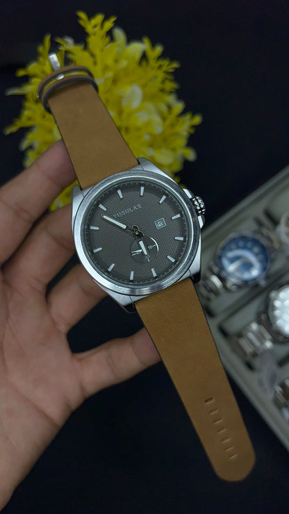 Tubular black with brown leather