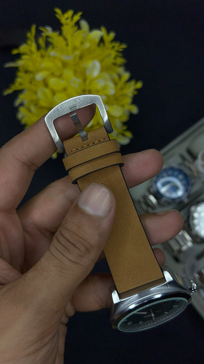 Tubular black with brown leather